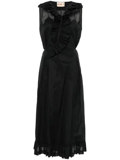 Plan C Wrap Midi Dress In Black