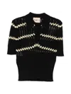 Plan C Zigzag-knit Polo Shirt In Black