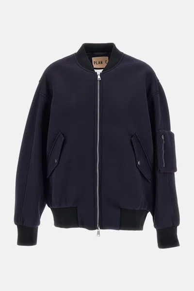 Plan C Zippered Bomber In Blue