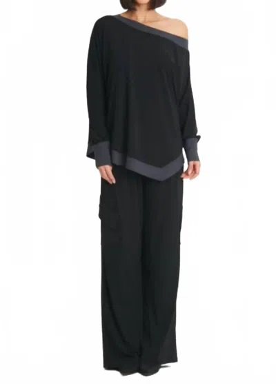 Planet By Lauren G Angle Pocket Pants In Black