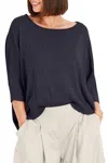 Planet By Lauren G Boxes Crewneck Sweater In Midnight In Blue