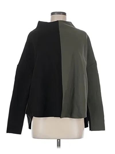 Pre-owned Planet By Lauren G Long Sleeve Top Black Color Block Pattern Turtleneck Tops