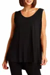Planet By Lauren G Matte Jersey Shirtail Tank In Black In Black