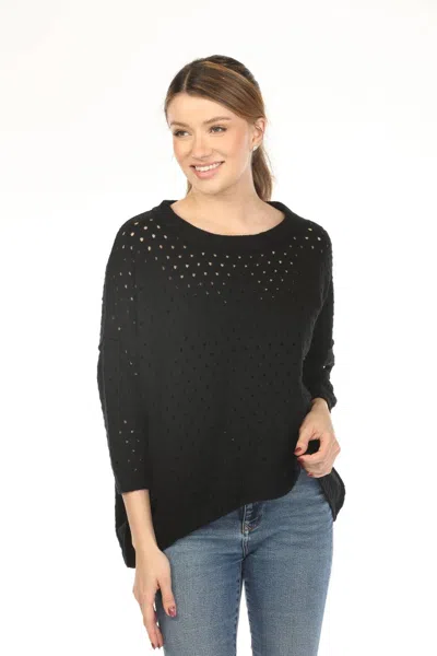 Planet By Lauren G Nantucket Crew Neck Sweater Top In Black