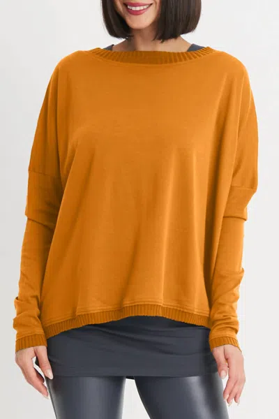 Planet By Lauren G Pima Cotton Off Shoulder Tee In Ginger In Multi