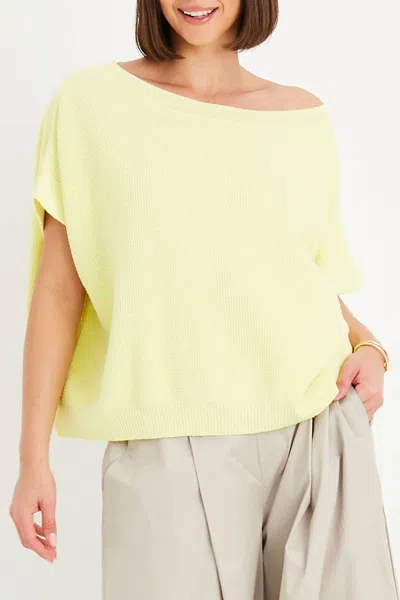 Planet By Lauren G Pima Cotton Waffle Knit Tee In Citron In Yellow