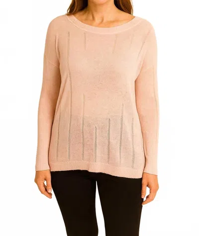 Planet By Lauren G Runs Boat Neck Sweater In Blush In Pink