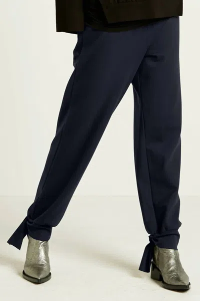Planet By Lauren G Peachskin Sideslit Pant In Obsidian In Black