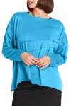 Planet By Lauren G Tucked Luxury Boxy Tee In Lake In Blue