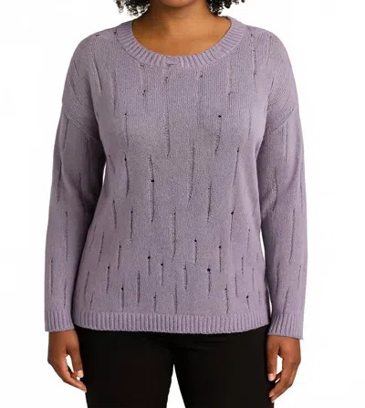 Planet By Lauren G Undone Boat Neck Sweater In Lavender In Multi