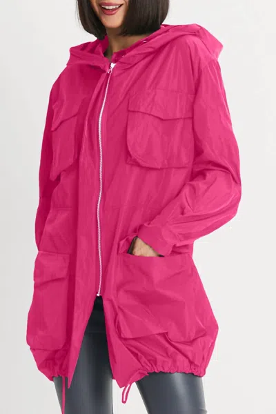 Planet By Lauren G Nylon Cargo Jacket In Lipstick In Pink