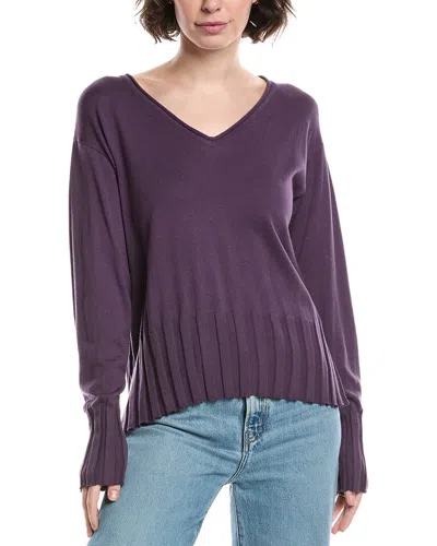 Planet Cropped V-neck Sweater In Purple