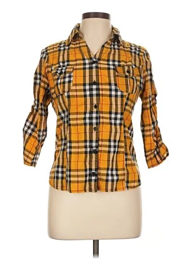 Pre-owned Planet Gold 3/4 Sleeve Button Down Shirt In Yellow