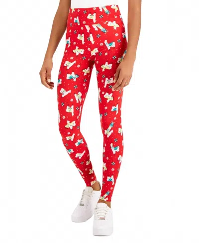 Planet Gold Juniors Holiday Printed Leggings In Red Llamas