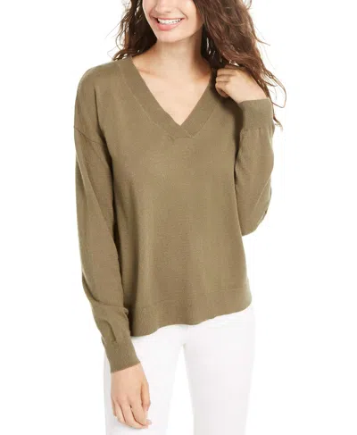 Planet Gold Juniors' V-neck Sweater Brown Size X-small