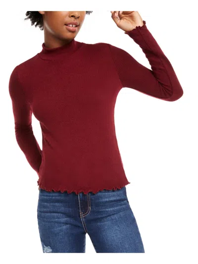 Planet Gold Juniors Womens Ribbed Mock Neck Pullover Top In Red