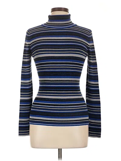 Pre-owned Planet Gold Long Sleeve Top Blue Turtleneck Tops