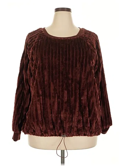 Pre-owned Planet Gold Long Sleeve Top Burgundy Boatneck Tops