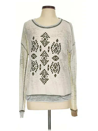 Pre-owned Planet Gold Long Sleeve Top Silver Crew Neck Tops