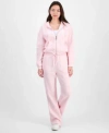 Planet Gold Planet Heart Juniors Novelty Fleece Hoodie Novelty Flare Fleece Sweatpants In Pink