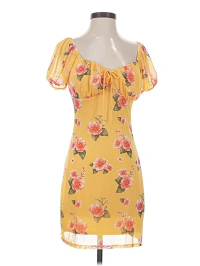 Pre-owned Planet Gold Short Sleeve Blouse In Yellow