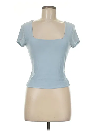 Pre-owned Planet Gold Short Sleeve Top Blue Scoop Neck Tops