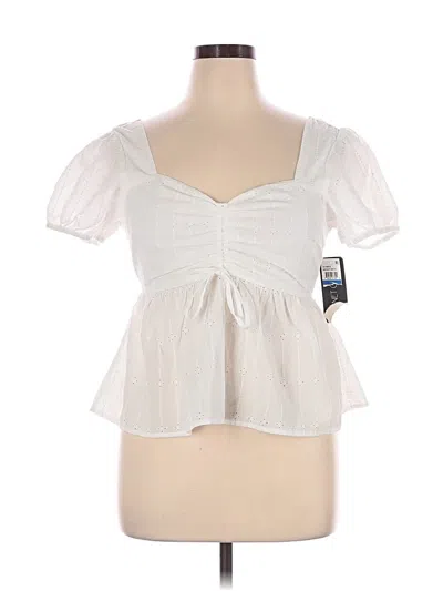 Pre-owned Planet Gold Short Sleeve Top White Sweetheart Neckline Tops