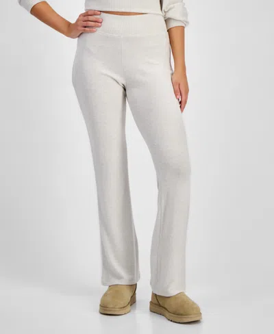 Planet Heart Juniors' Hacci Knit Flare Bottoms In Oatmeal Heather