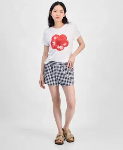 Planet Heart Juniors Hibiscus Graphic T Shirt  Juniors Gingham Boxer Shorts