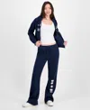 Planet Heart Juniors' Novelty Flare Fleece Sweatpants In Blue
