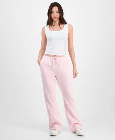 Planet Heart Juniors' Novelty Flare Fleece Sweatpants In Pink