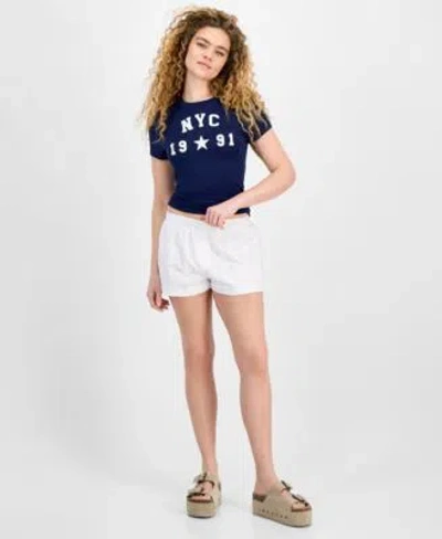 Planet Heart Juniors Nyc Graphic Crewneck T Shirt Pointelle Cotton Pull On Boxer Shorts