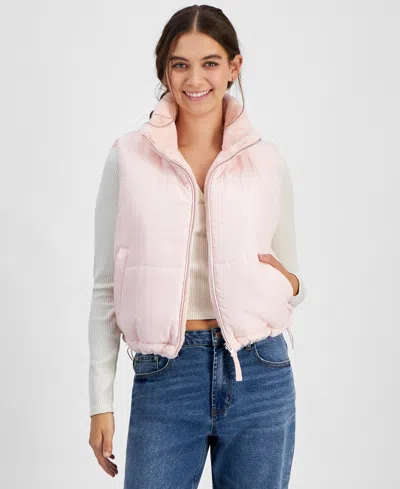 Planet Heart Juniors' Reversible Faux-fur Zip-front Vest In Ballet Slippers