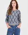 Planet Heart Juniors' Sequin Plaid Crewneck Sweater In Multi