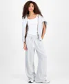 Planet Heart Juniors' Wide-leg Fleece Sweatpants In Gray