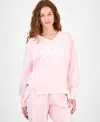 Planet Heart Planet Gold Juniors' Oversized Graphic-print Sweatshirt In Pink