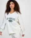Planet Heart Planet Gold Juniors' Oversized Graphic-print Sweatshirt In White
