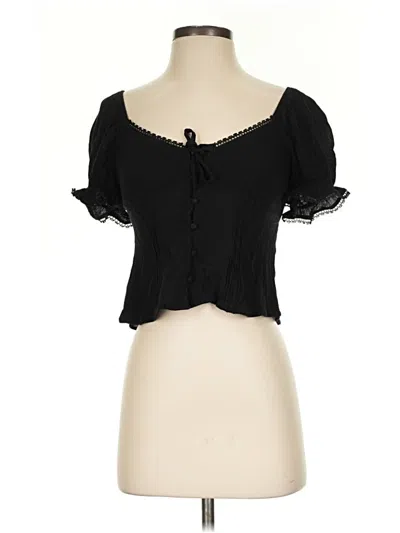 Pre-owned Planet Heart Short Sleeve Blouse In Black
