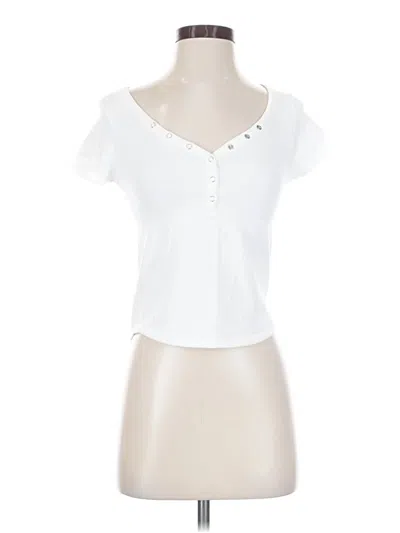 Pre-owned Planet Heart Short Sleeve Henley Shirt In White