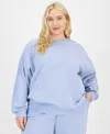 Planet Heart Trendy Plus Size Crochet-trim Sweatshirt In Frozen Peri