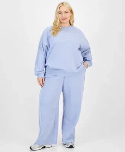 Planet Heart Trendy Plus Size Crochet Trim Sweatshirt Sweatpants In Granite