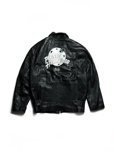 Pre-owned Planet Hollywood X Vintage 90's Planet Hollywood Miami Leather Jacket In Black