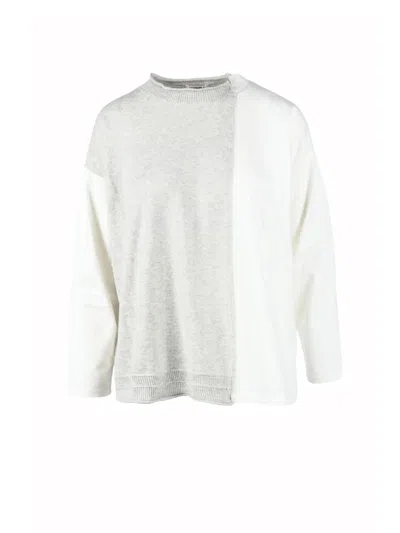 Plantation White/grey Patchwork Knit