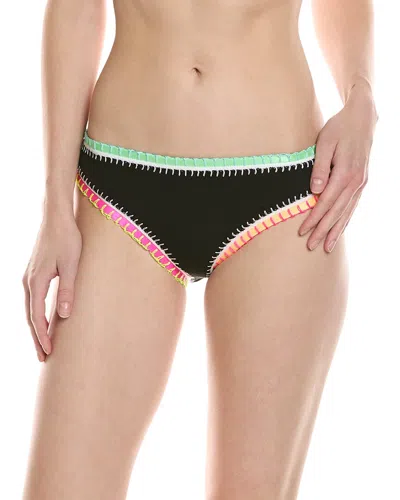 Platinum Inspired By Solange Ferrarini Crochet-trim Hipster Bikini Bottoms In Black