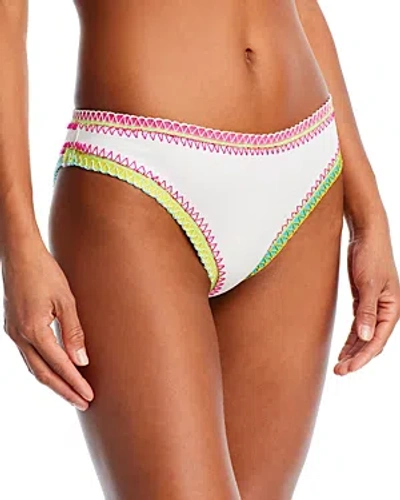 Platinum Inspired By Solange Ferrarini Crochet Trim Bikini Bottoms In White