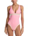 Platinum Inspired By Solange Ferrarini Halter One Piece Swimsuit In Pink Sands