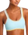 Platinum Inspired By Solange Ferrarini Sporty Contrast Stitch Bikini Top In Light Blue