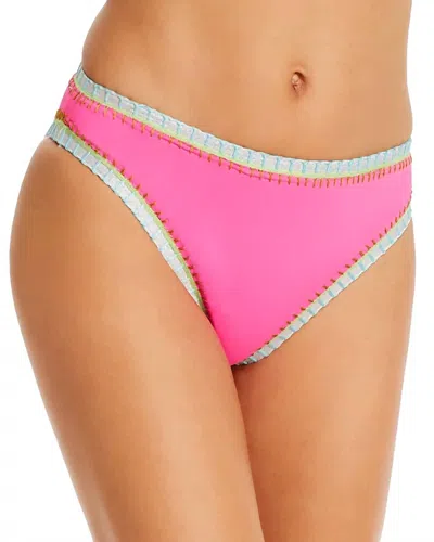 Platinum Swimwear Stitched Scoop Bikini Bottoms In Hot Pink