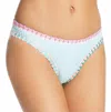 Platinum Swimwear Stitched Scoop Bikini Bottoms In Light Blue In White