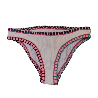 Platinum Swimwear Women's Stitched Scoop Bikini Bottoms In White In Gray